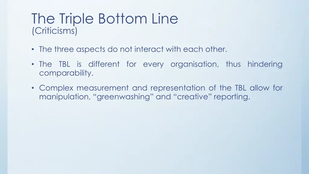 the triple bottom line criticisms