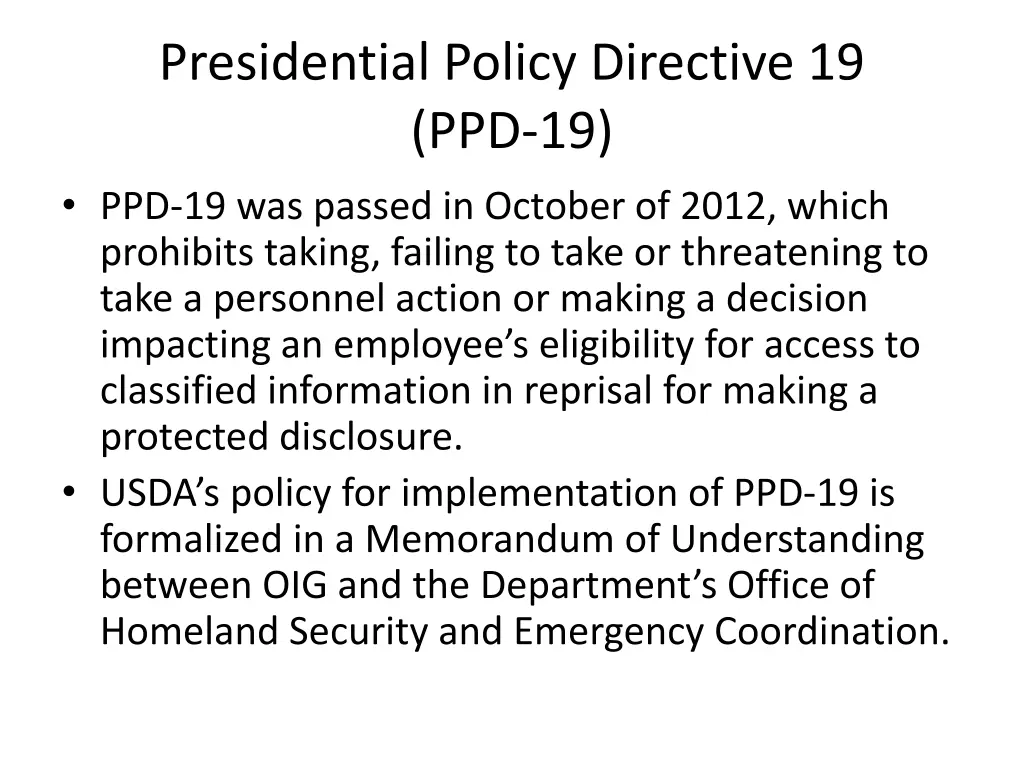 presidential policy directive