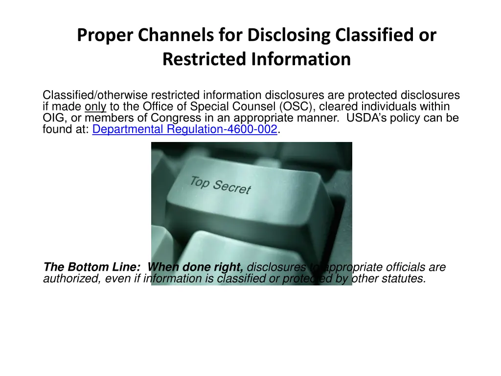 proper channels for disclosing classified