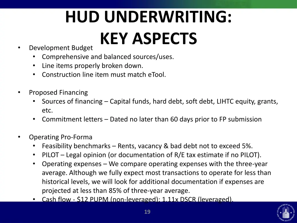 hud underwriting key aspects development budget