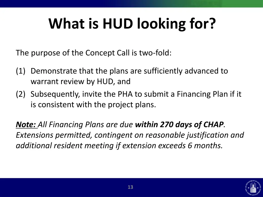 what is hud looking for