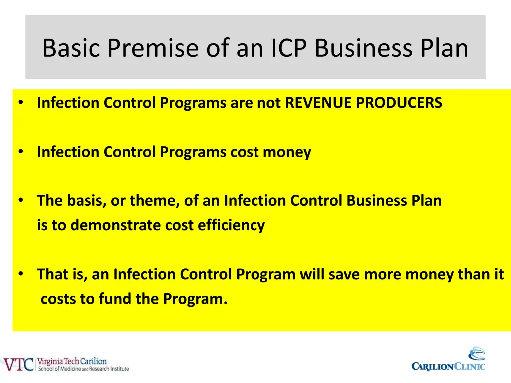 basic premise of an icp business plan