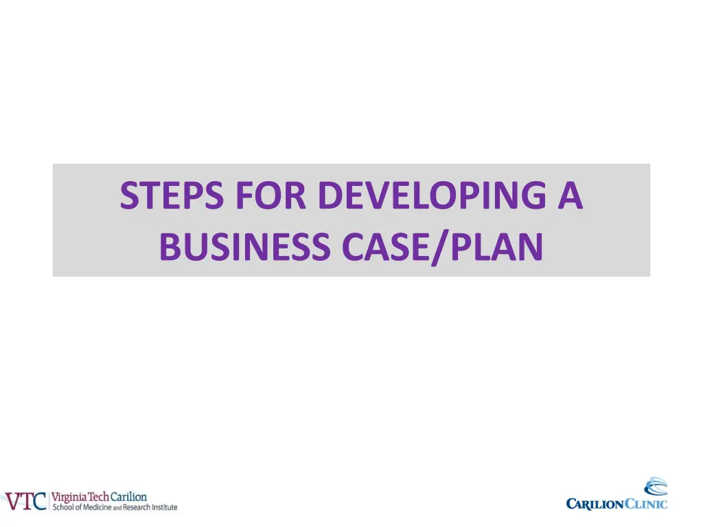 steps for developing a business case plan