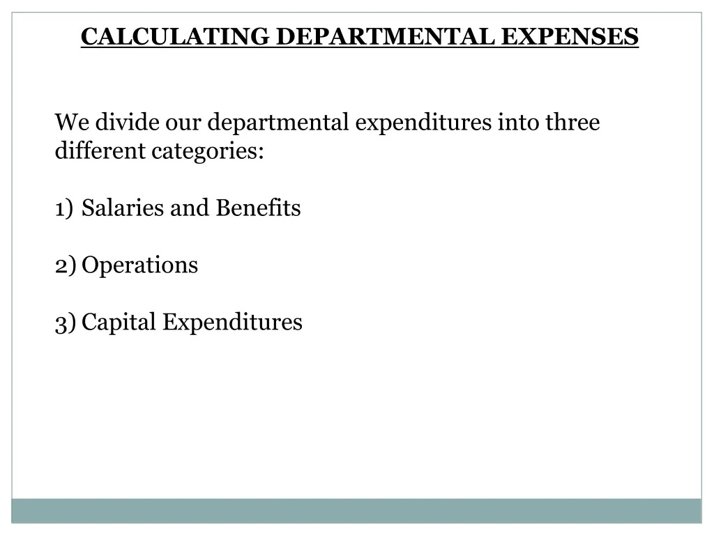 calculating departmental expenses