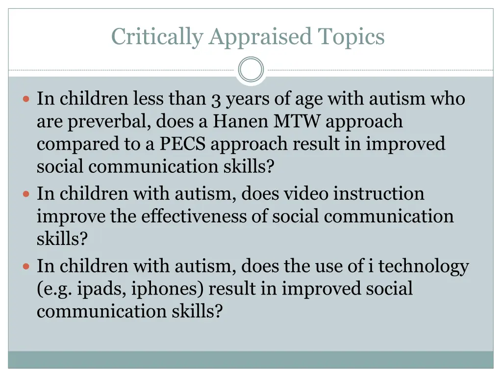 critically appraised topics