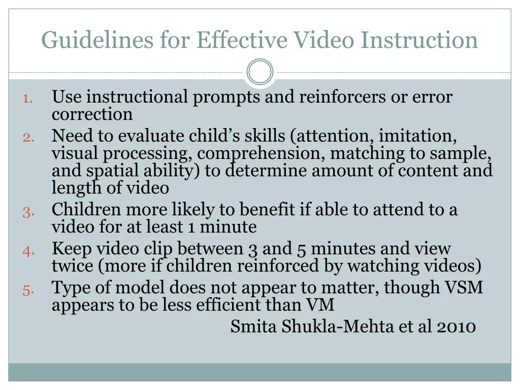 guidelines for effective video instruction