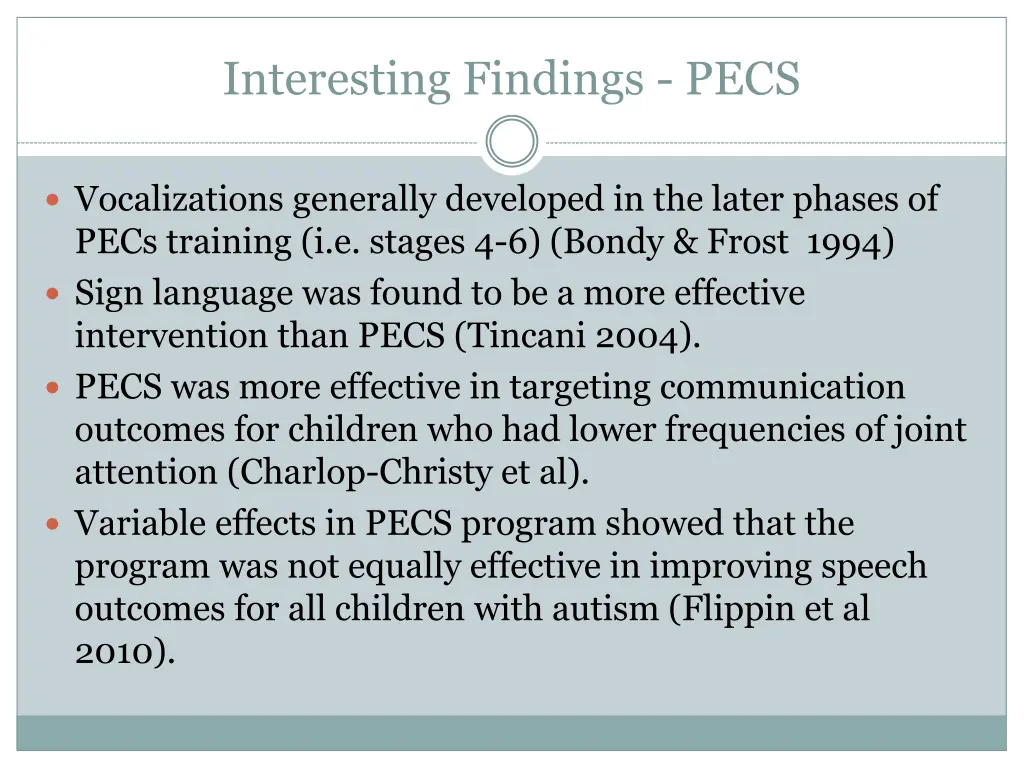 interesting findings pecs