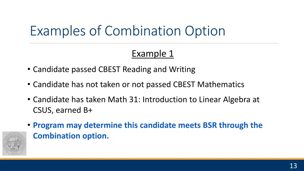 examples of combination option