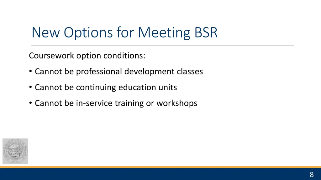 new options for meeting bsr 1