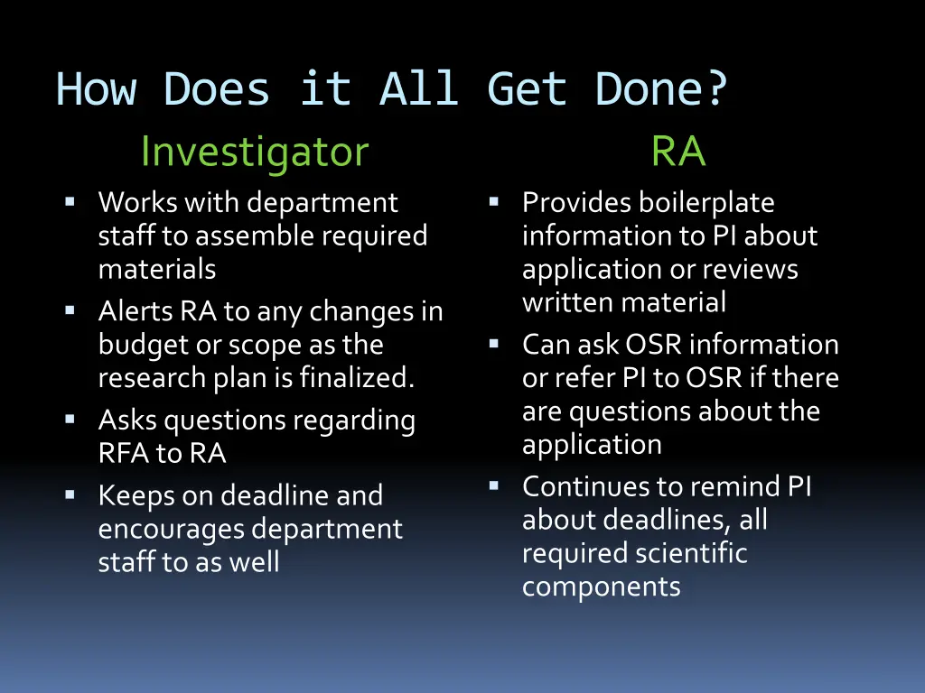 how does it all get done investigator works with