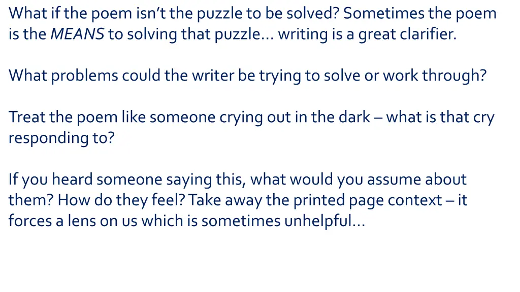 what if the poem isn t the puzzle to be solved