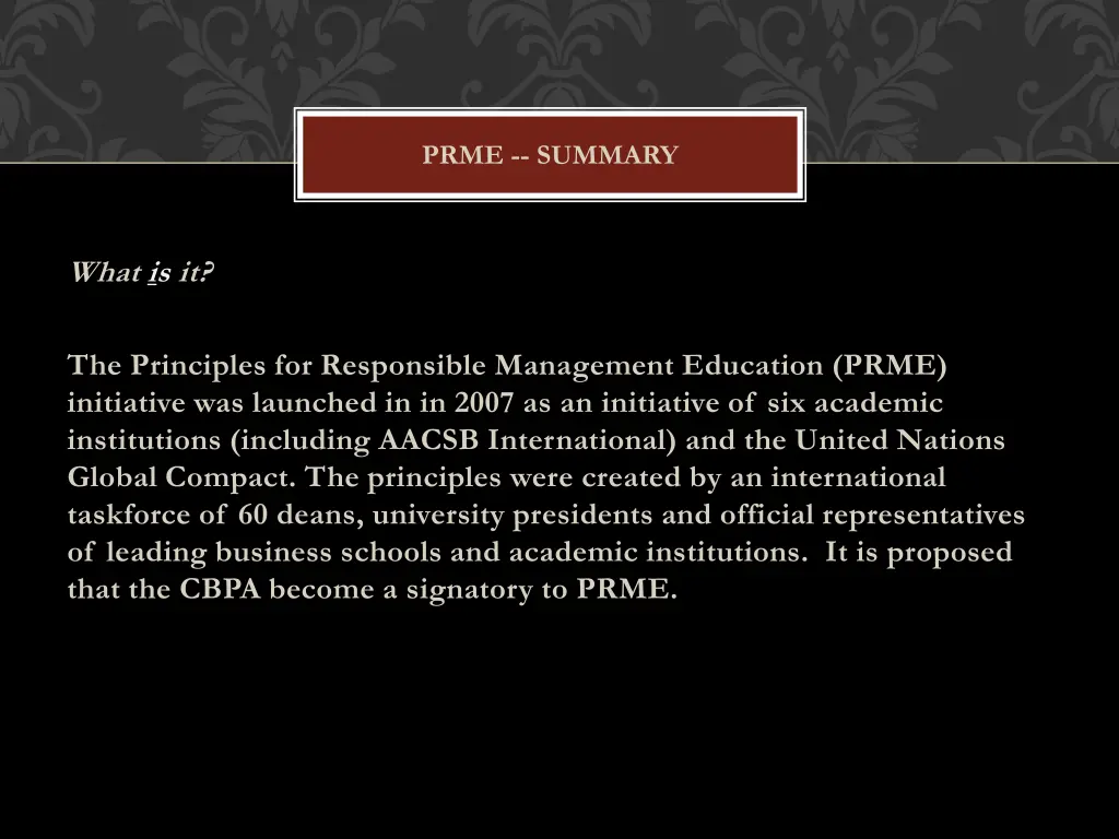 prme summary