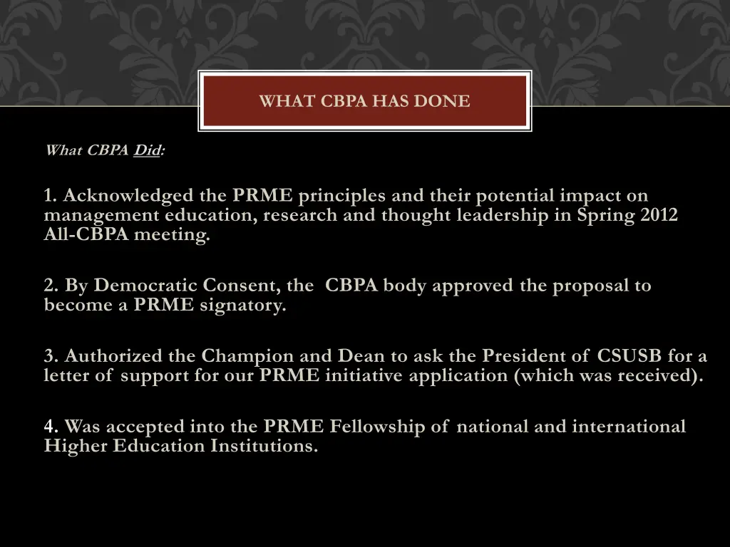 what cbpa has done