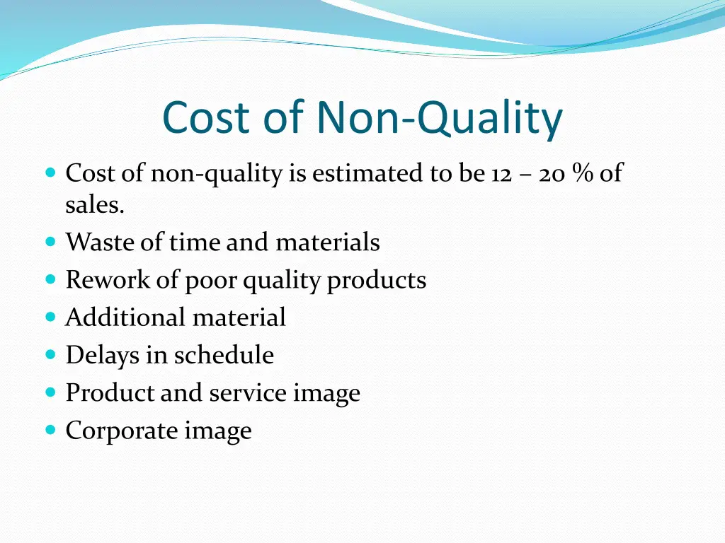 cost of non quality