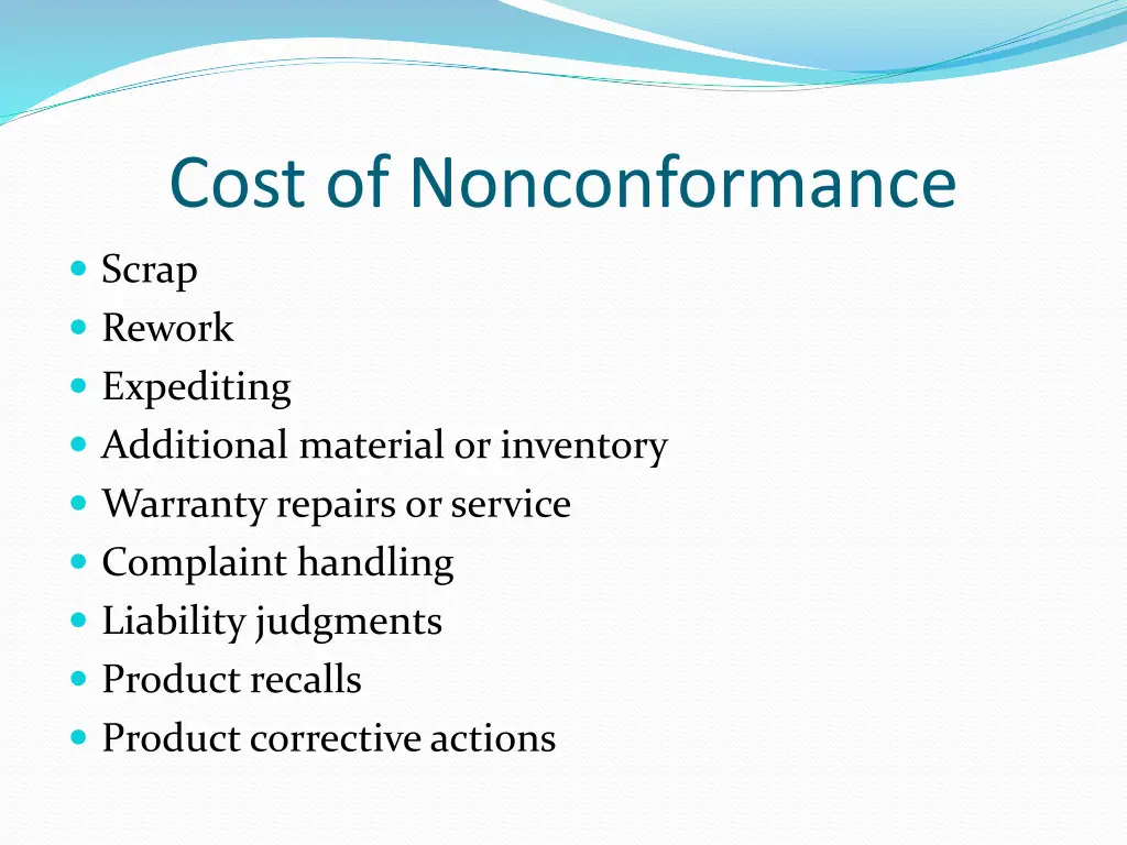 cost of nonconformance