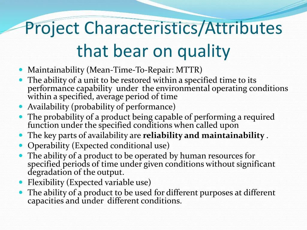 project characteristics attributes that bear 2