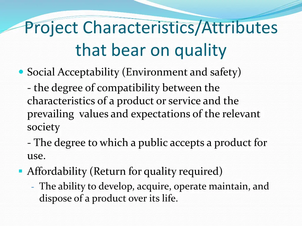 project characteristics attributes that bear 3