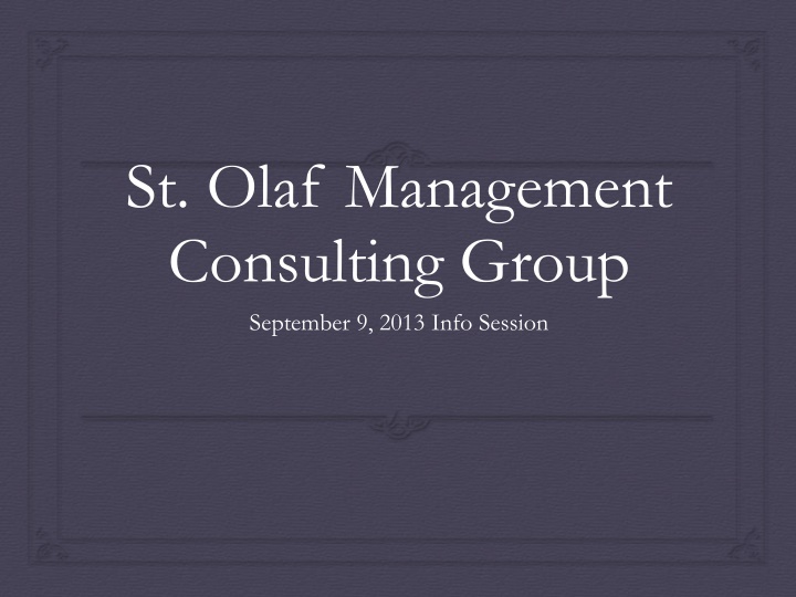 st olaf management consulting group september