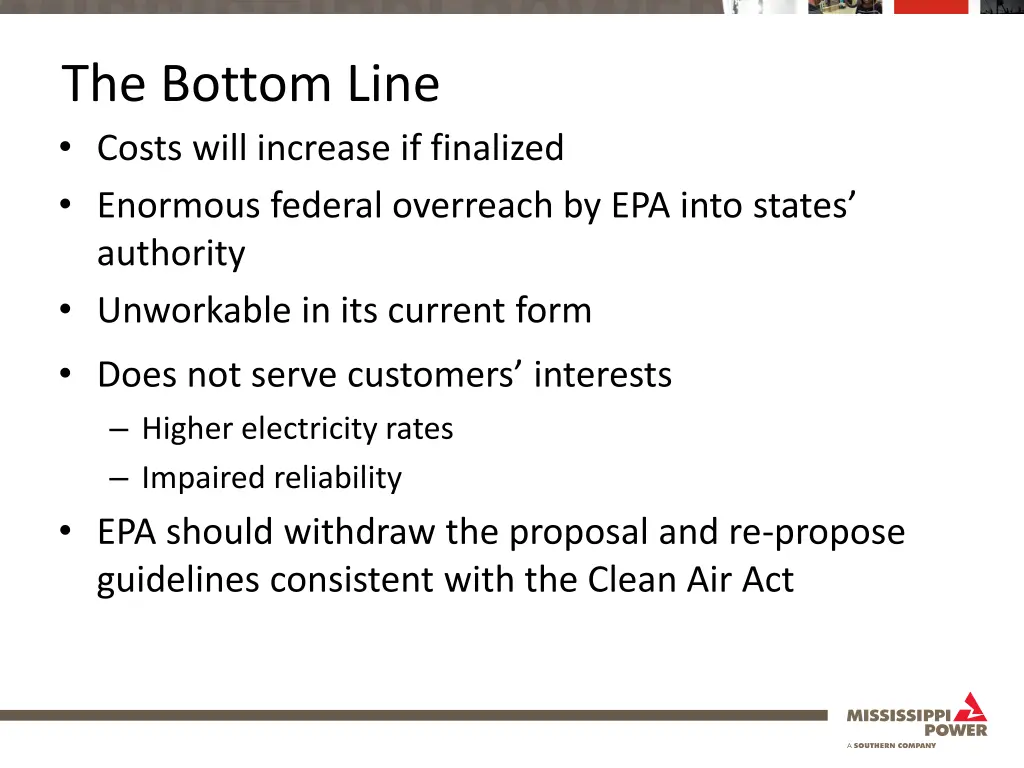 the bottom line costs will increase if finalized