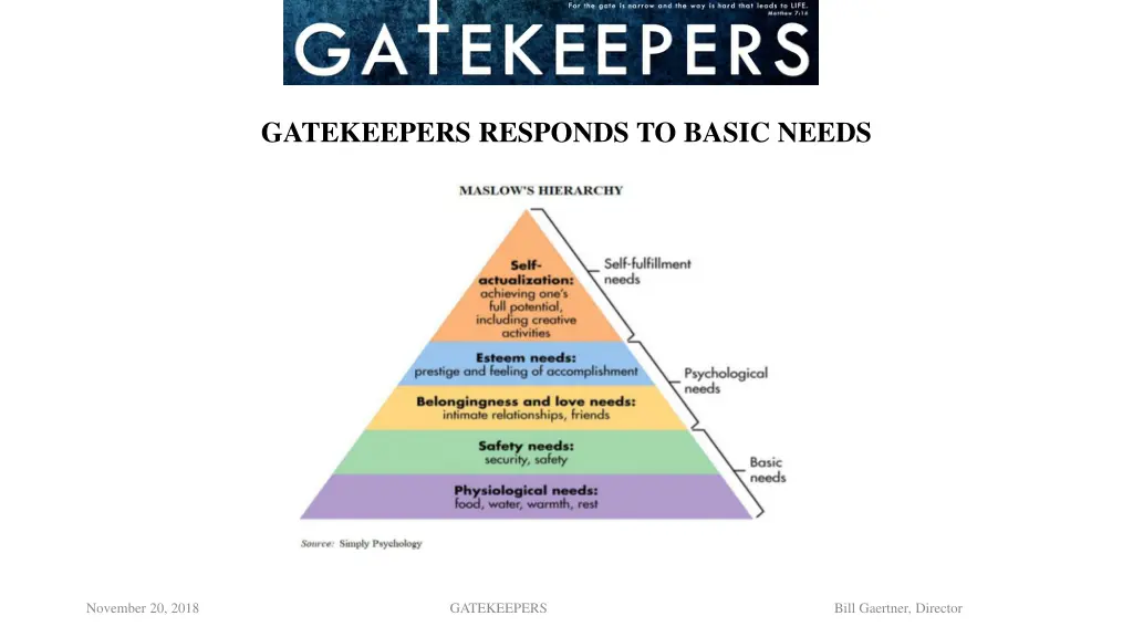 gatekeepers responds to basic needs