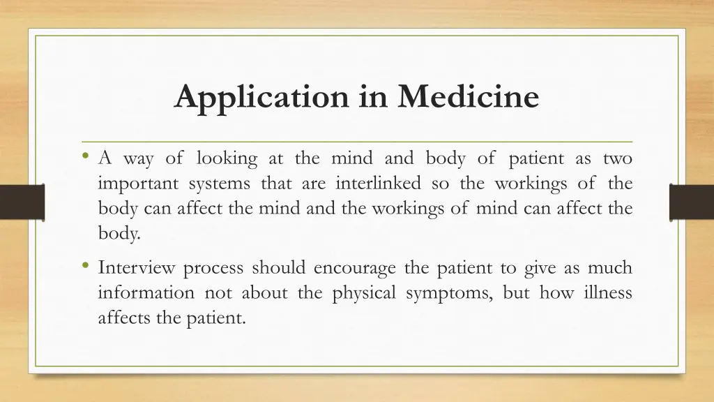 application in medicine