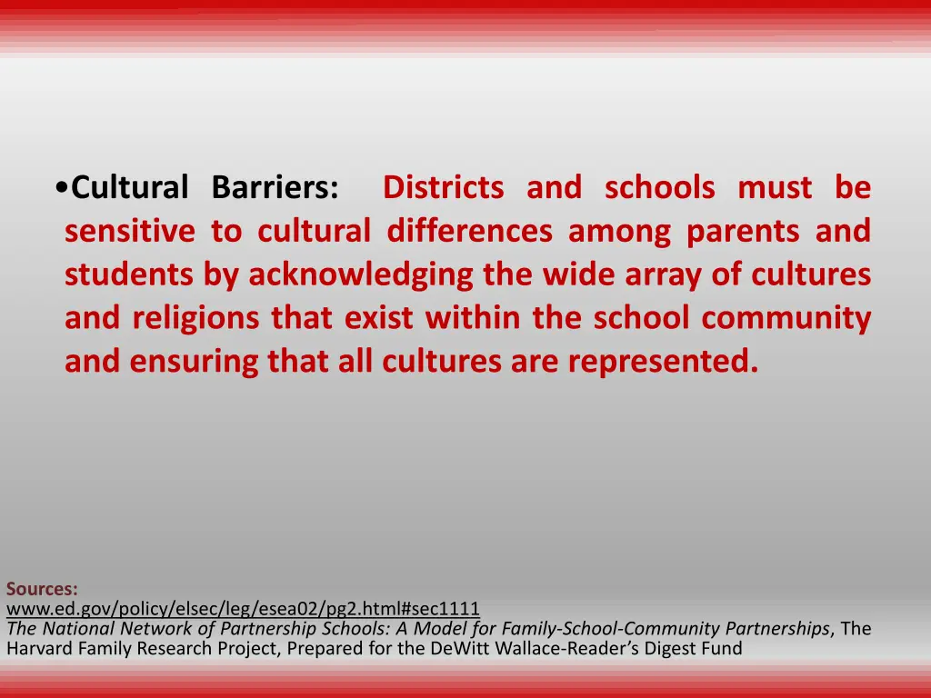 cultural barriers districts and schools must