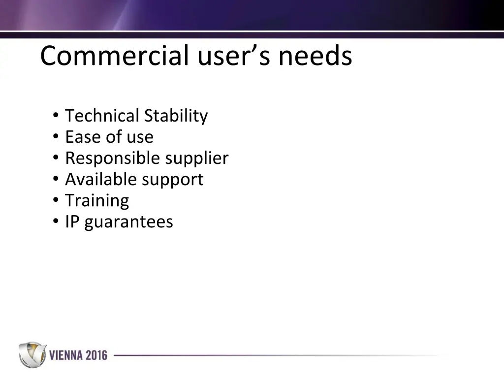 commercial user s needs