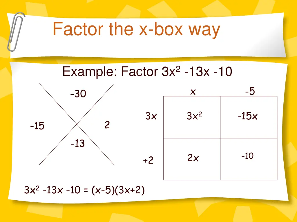 factor the x box way 2