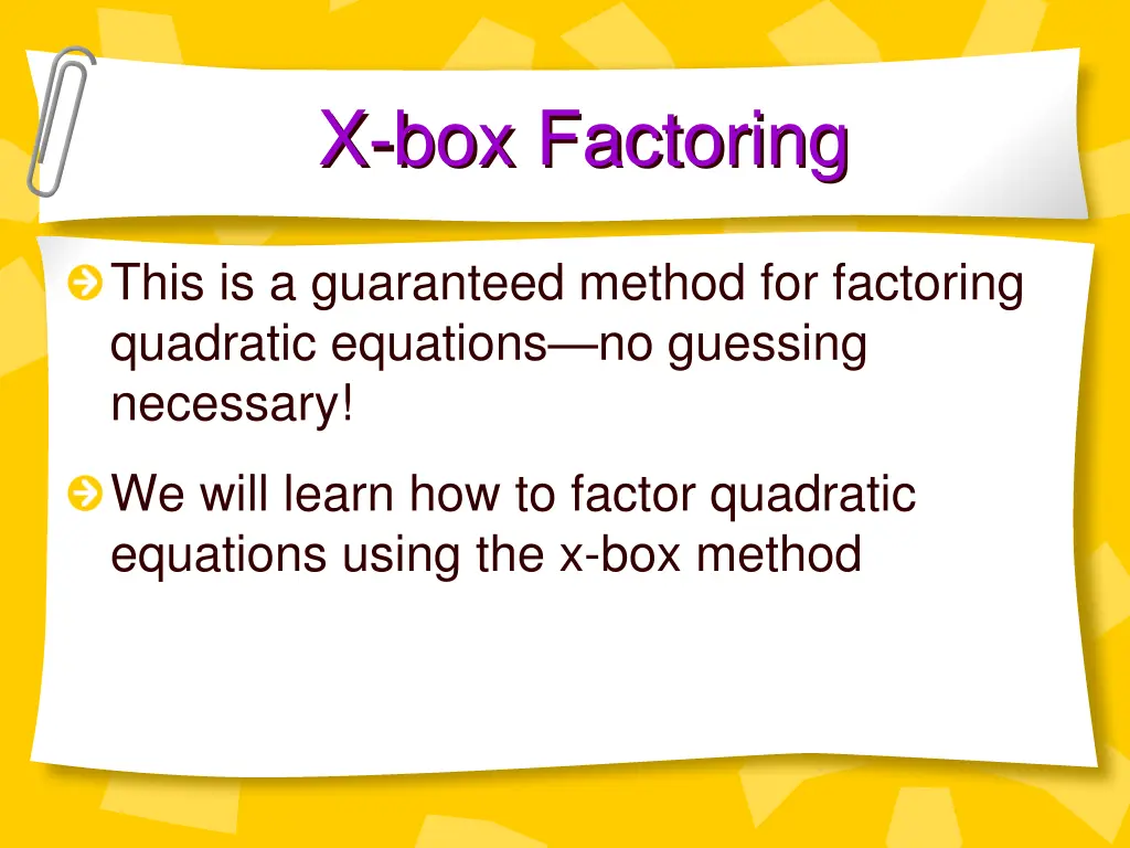 x box factoring 1