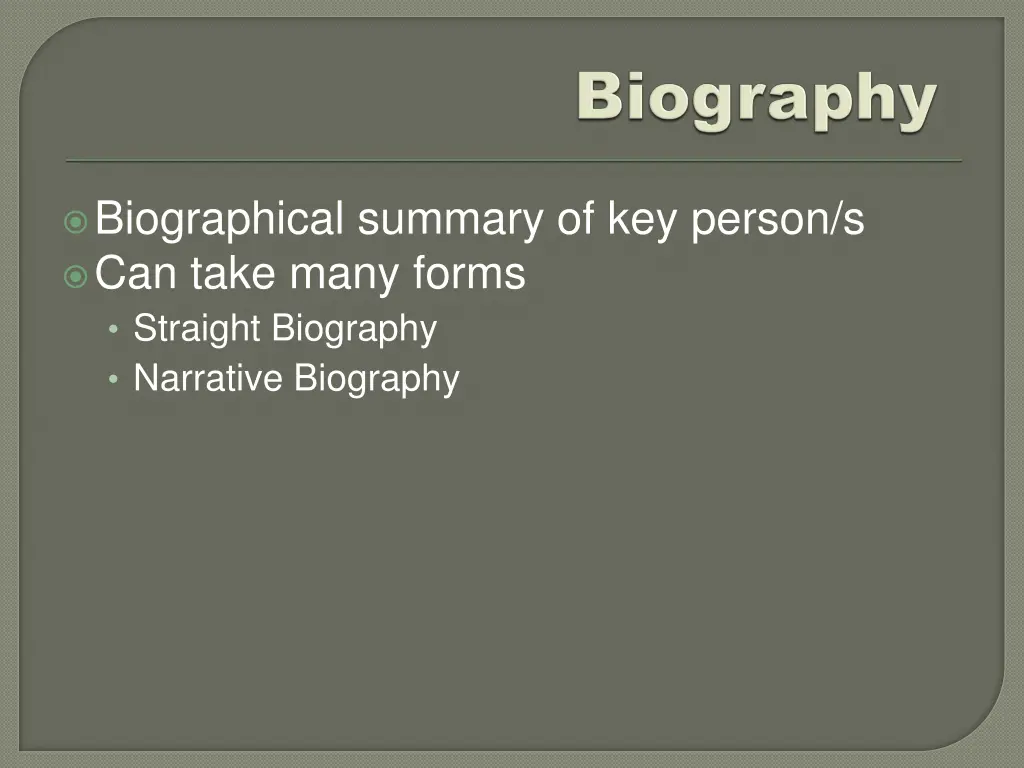 biographical summary of key person s can take