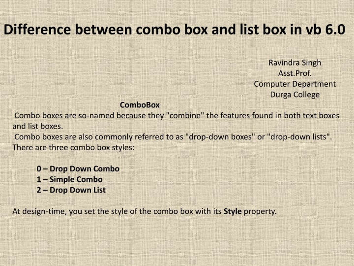 difference between combo box and list