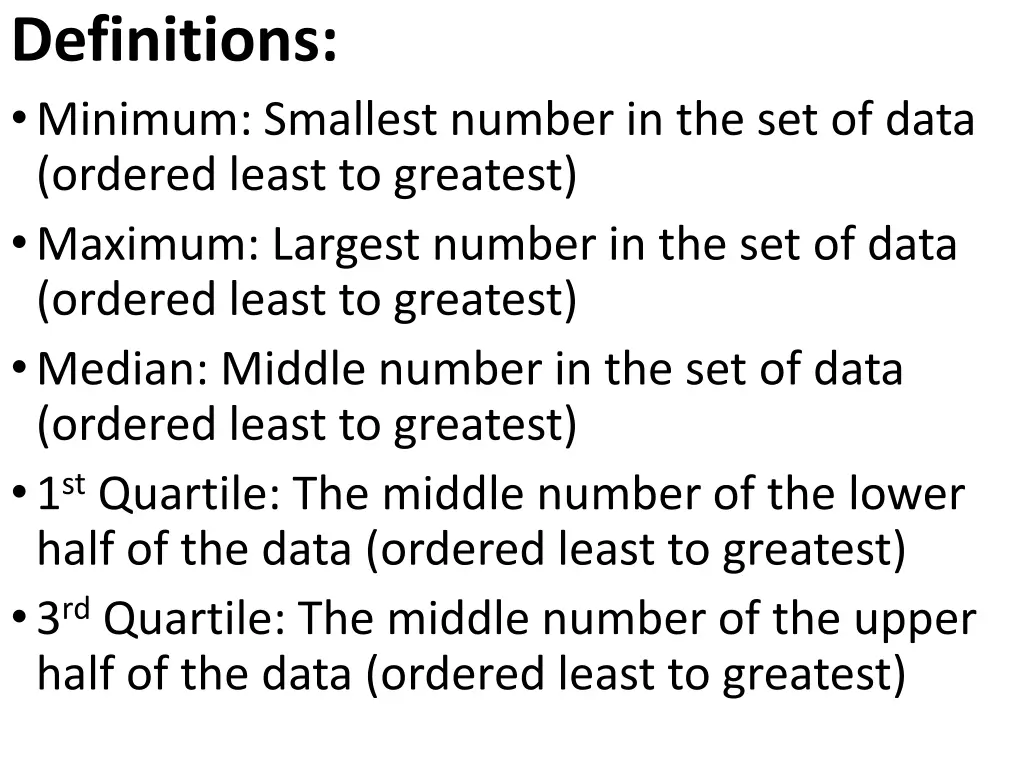 definitions minimum smallest number