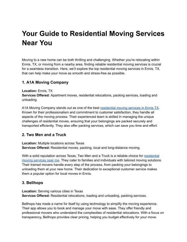 your guide to residential moving services near you