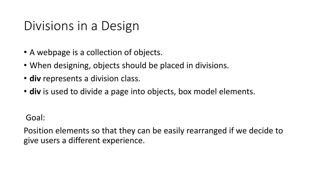 divisions in a design