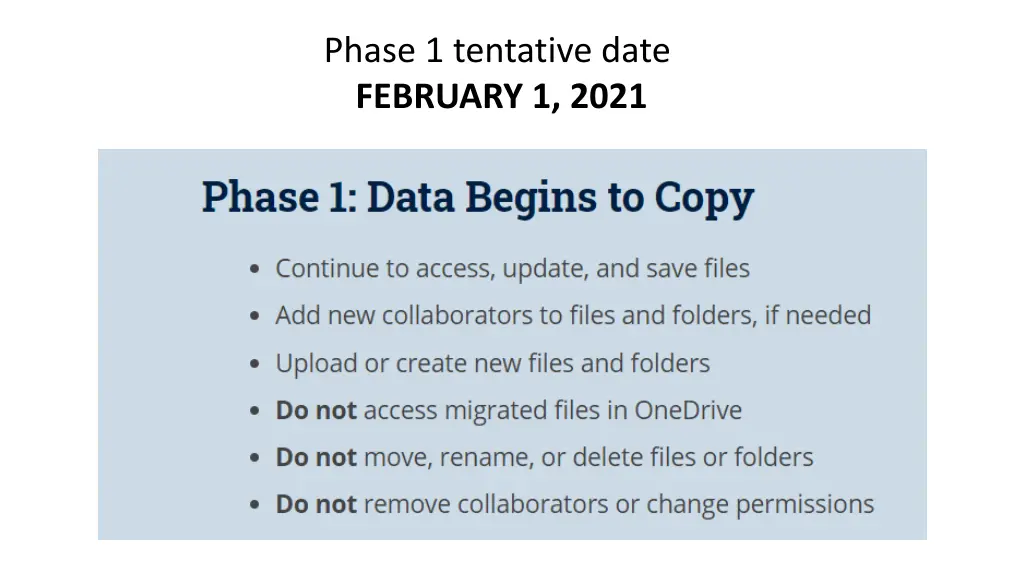 phase 1 tentative date february 1 2021