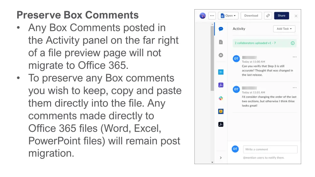 preserve box comments any box comments posted