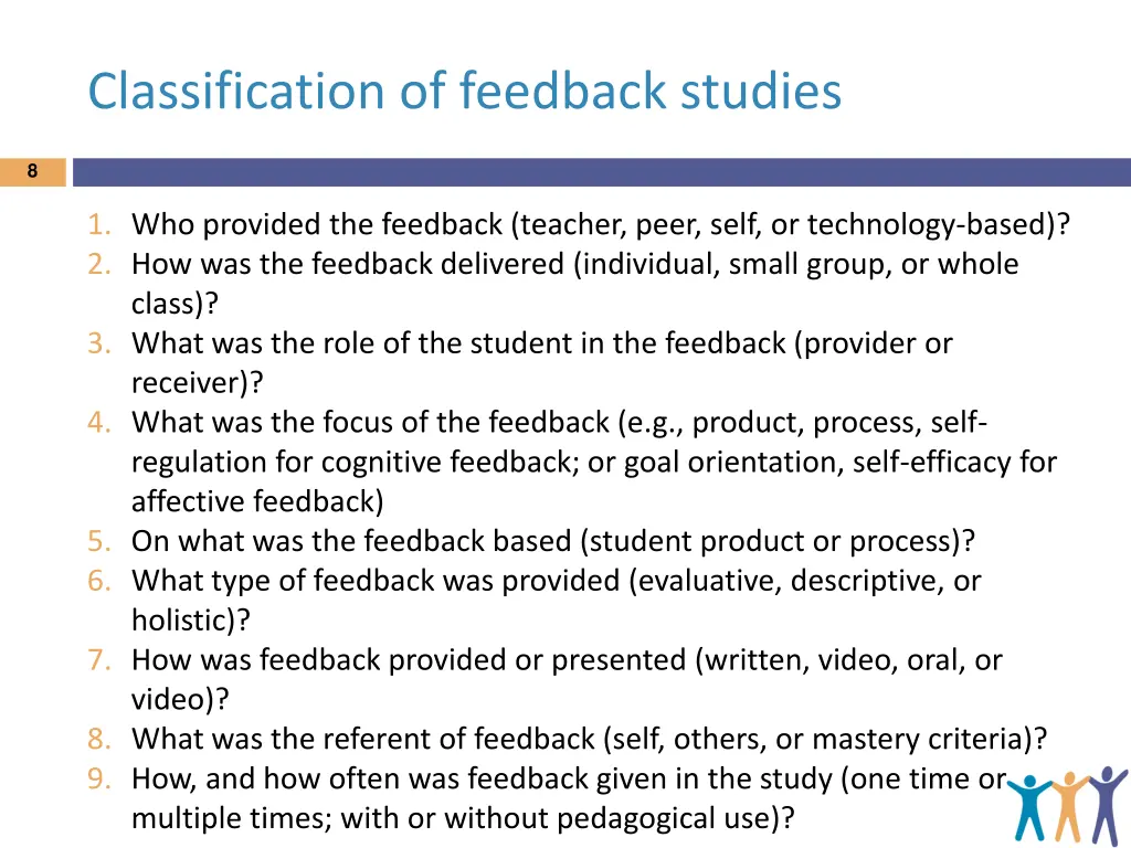 classification of feedback studies