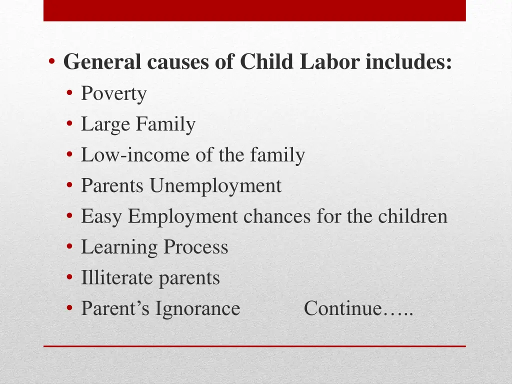 general causes of child labor includes poverty