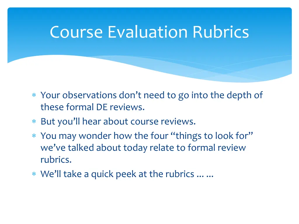 course evaluation rubrics 2