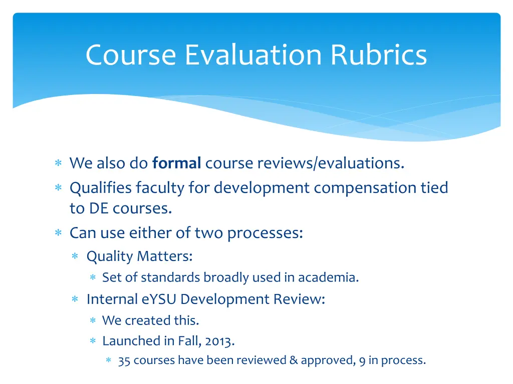 course evaluation rubrics