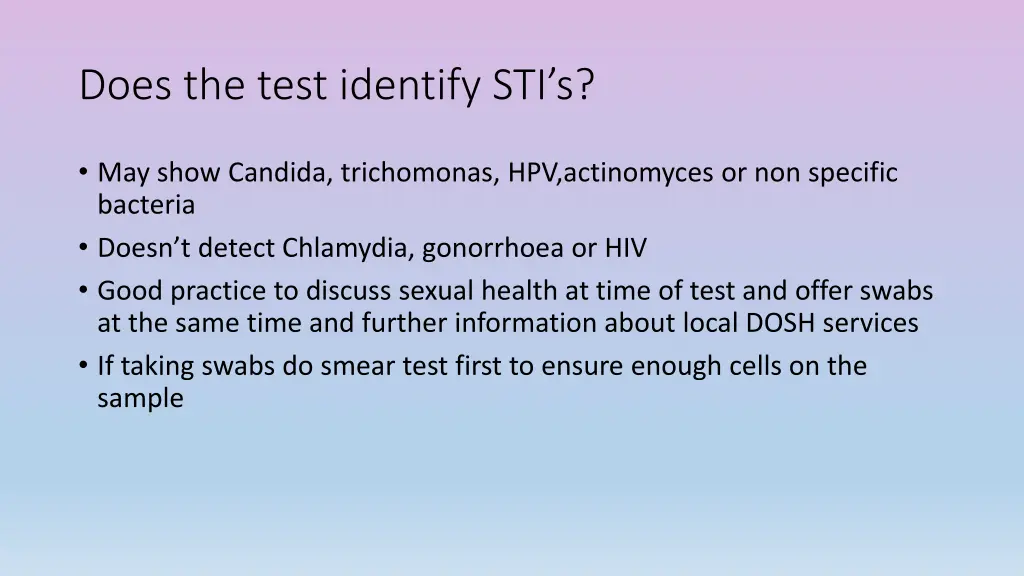 does the test identify sti s