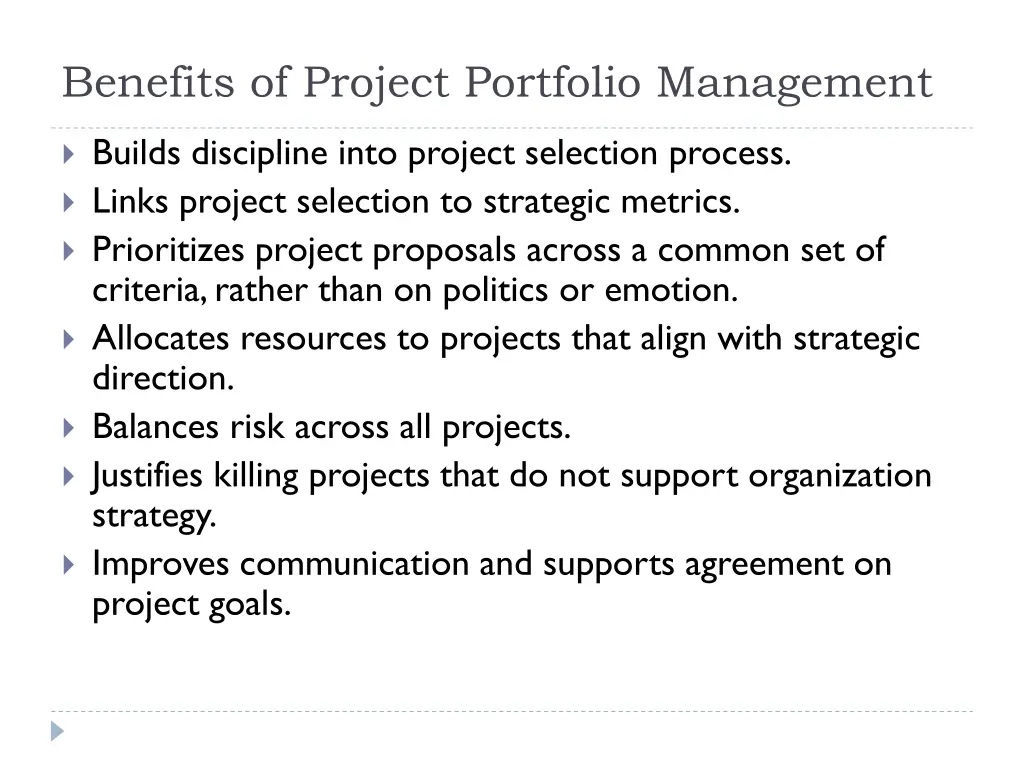 benefits of project portfolio management