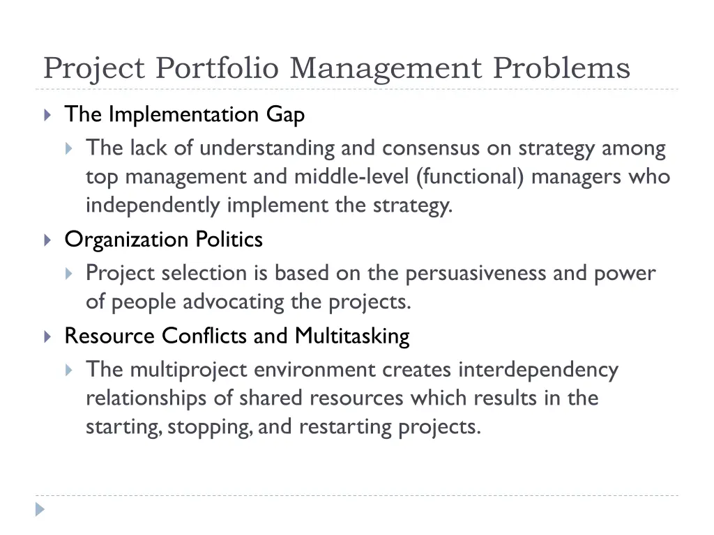 project portfolio management problems