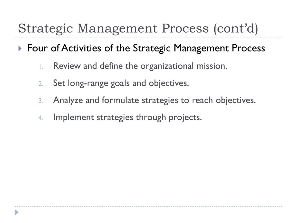 strategic management process cont d