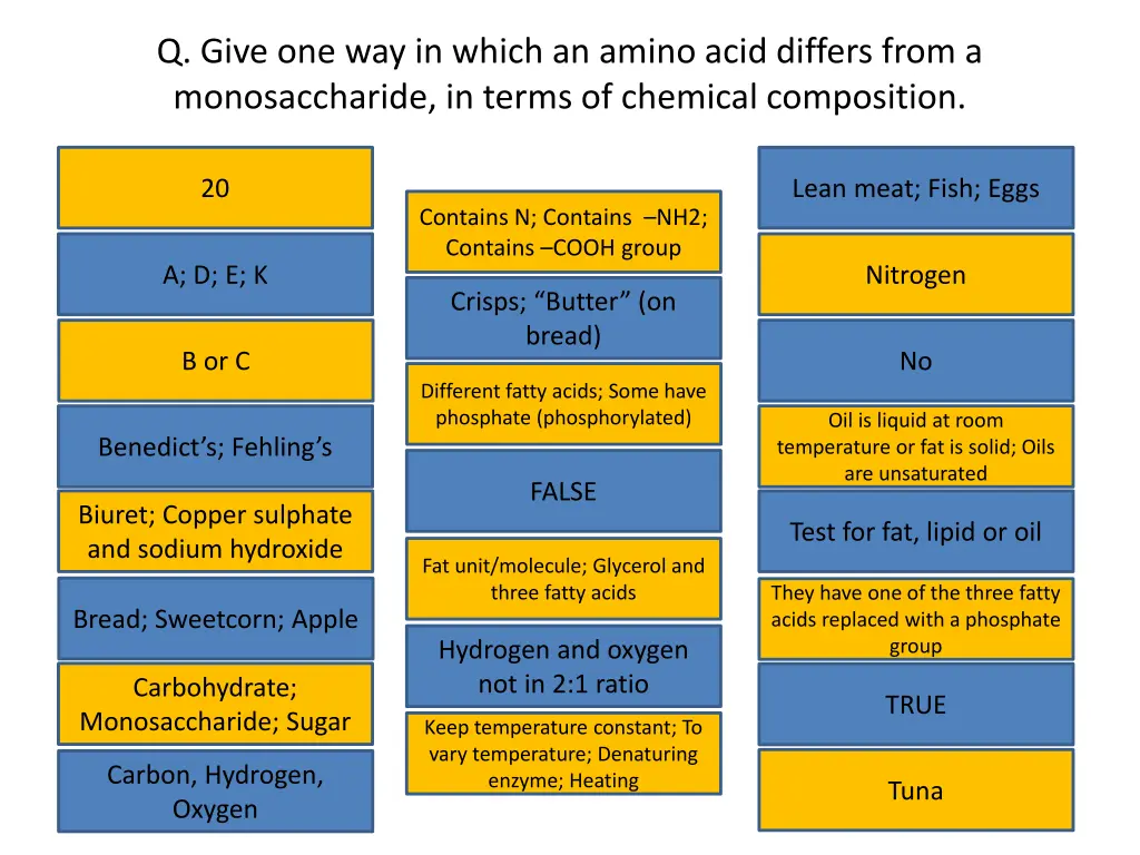 q give one way in which an amino acid differs