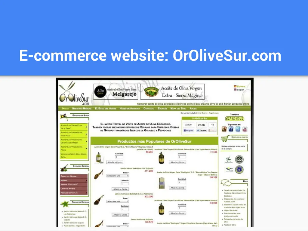 e commerce website orolivesur com