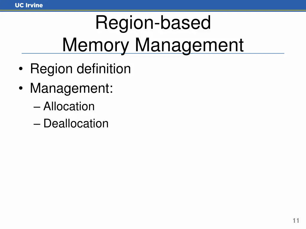 region based memory management region definition