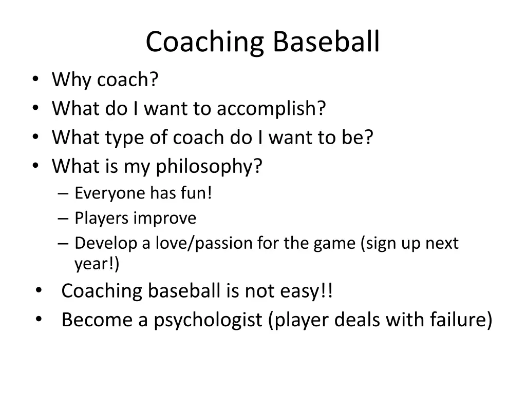 coaching baseball why coach what do i want