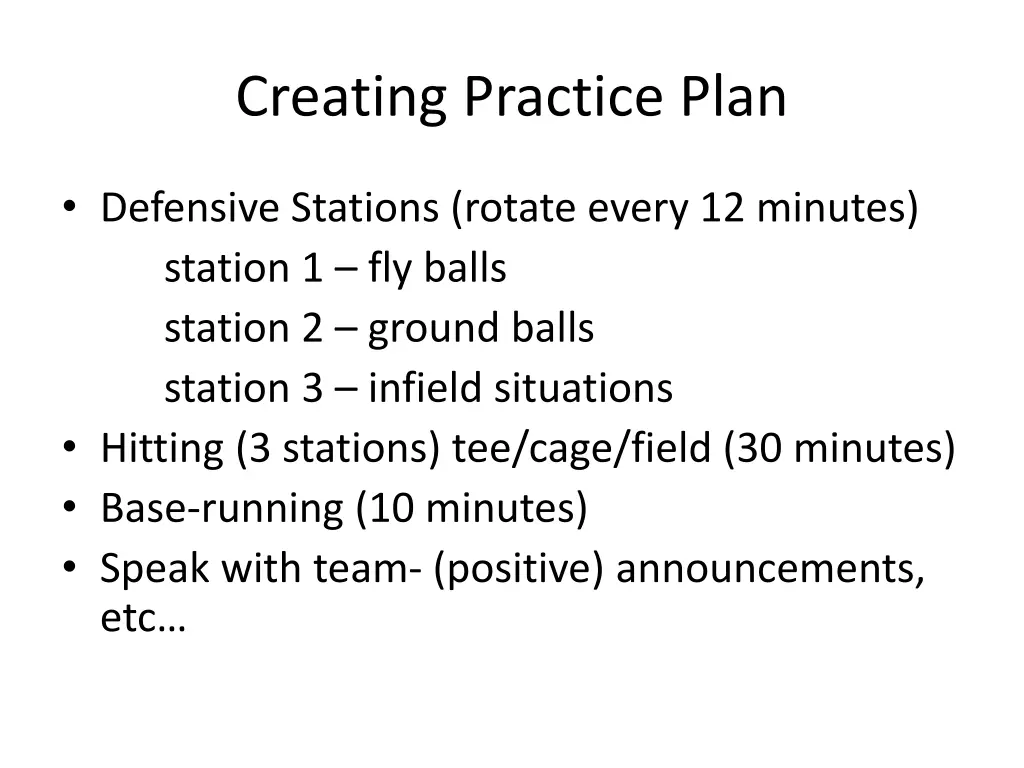 creating practice plan